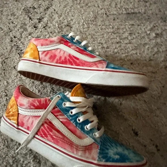 VANS Old Skool Tie Dye Blue, Pink Orange Sneaker Shoe Size 6 Junior - Picture 5 of 11